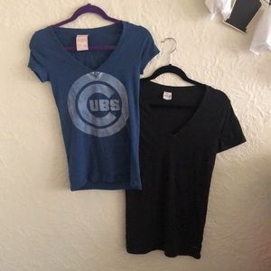 Victoria’s Secret Pink MLB Chicago Cubs Blue Black V-Neck T-Shirt Lot Bundle XS